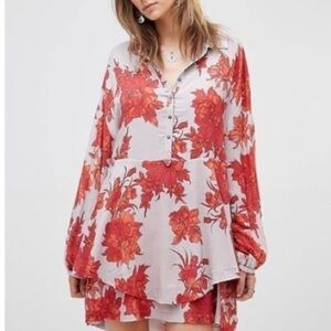 Free People Red Floral High Low Dress